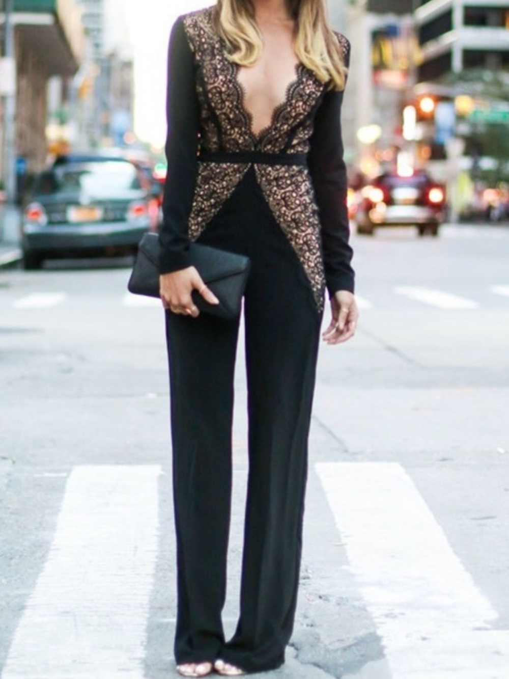 Misha Collection Black Lace Jumpsuit
